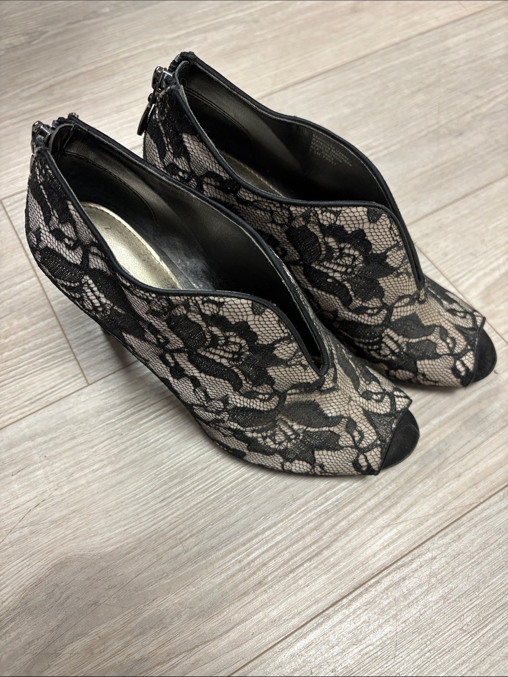 Alfani Black Lace Peep-Toe Booties